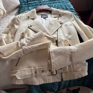 PAIGE Cream motoJacket with Belt